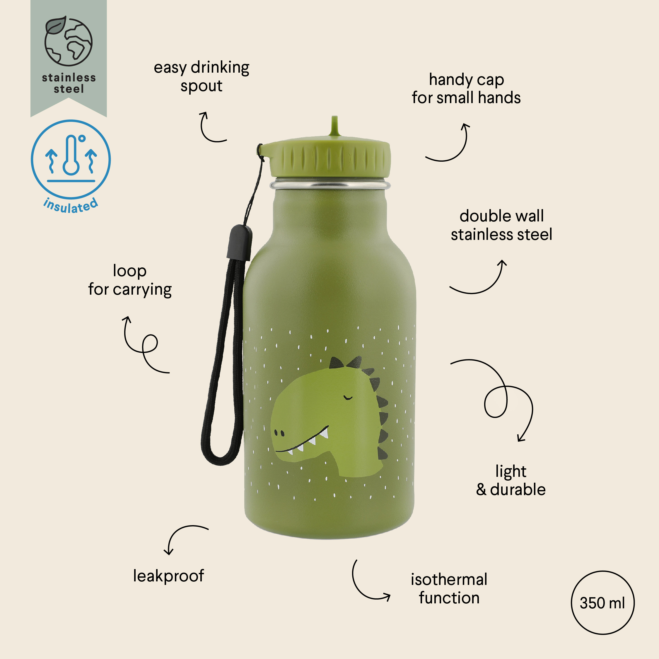 Gourde isotherme 350 ml - Mr. Dino